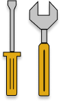 A screwdriver and wrench.