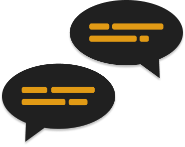 Two word bubbles representing conversation.